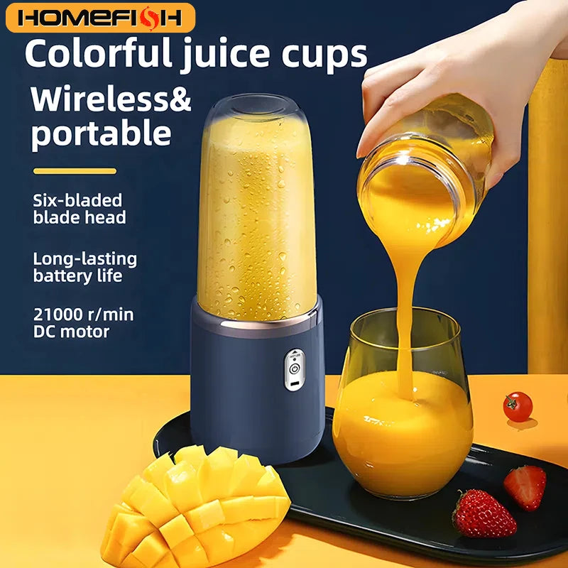 1 Copo Extrator de Suco — Copo de Suco Portátil Recarregável, Mini Juicer para Casa ou Uso Externo, Misturador Multifuncional com 2 Copos