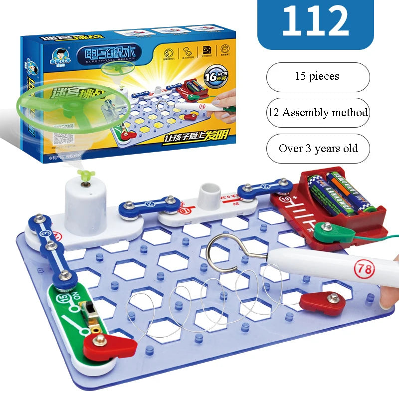 ANU — Novo Kit de Circuitos Eletrônicos, Blocos de Montar Científicos para Experimentos Educativos, Brinquedo de Exploração Eletrônica para Crianças 8+